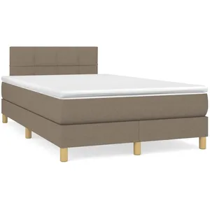vidaXL Sommier à lattes de lit avec matelas taupe 120x190 cm tissu pas cher