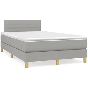 vidaXL Sommier à lattes de lit et matelas gris clair 120x190 cm tissu pas cher