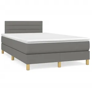 vidaXL Sommier à lattes de lit avec matelas gris foncé 120x190cm tissu pas cher
