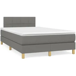 vidaXL Sommier à lattes de lit avec matelas gris foncé 120x190cm tissu pas cher