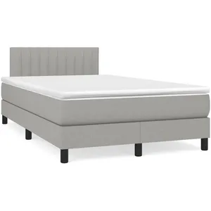 vidaXL Sommier à lattes de lit et matelas gris clair 120x190 cm tissu pas cher