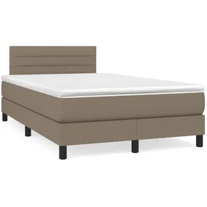 vidaXL Sommier à lattes de lit avec matelas taupe 120x190 cm tissu pas cher