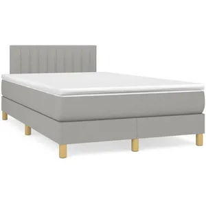 vidaXL Sommier à lattes de lit et matelas gris clair 120x190 cm tissu pas cher
