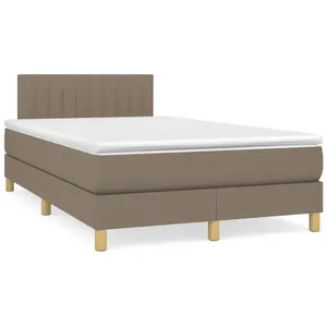 vidaXL Sommier à lattes de lit avec matelas taupe 120x190 cm tissu pas cher