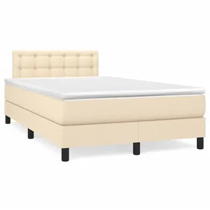 vidaXL Sommier à lattes de lit avec matelas crème 120x190 cm tissu pas cher
