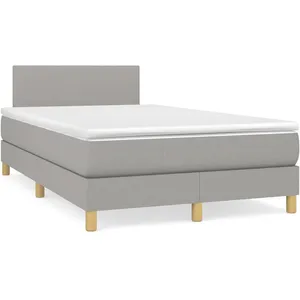 vidaXL Sommier à lattes de lit et matelas gris clair 120x190 cm tissu pas cher