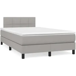 vidaXL Sommier à lattes de lit et matelas gris clair 120x190 cm tissu pas cher