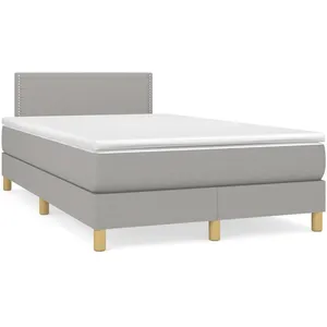 vidaXL Sommier à lattes de lit et matelas gris clair 120x190 cm tissu pas cher