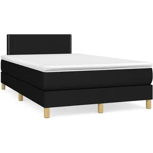 vidaXL Sommier à lattes de lit avec matelas noir 120x190 cm tissu pas cher
