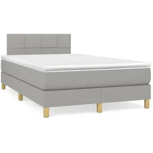 vidaXL Sommier à lattes de lit et matelas gris clair 120x190 cm tissu pas cher