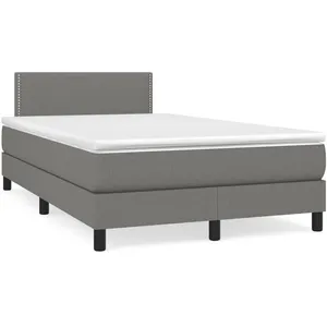 vidaXL Sommier à lattes de lit avec matelas gris foncé 120x190cm tissu pas cher