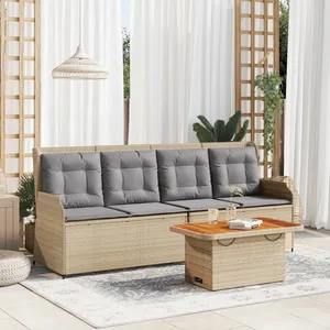 vidaXL Salon de jardin avec coussins 3 pcs beige résine tressée pas cher