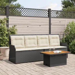 vidaXL Salon de jardin 3 pcs avec coussins Noir Résine tressée pas cher