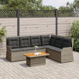 vidaXL Salon de jardin 5 pcs avec coussins Gris Résine tressée pas cher