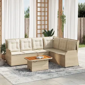 vidaXL Salon de jardin avec coussins 5 pcs beige résine tressée pas cher
