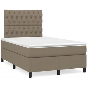 vidaXL Sommier à lattes de lit avec matelas taupe 120x190 cm tissu pas cher