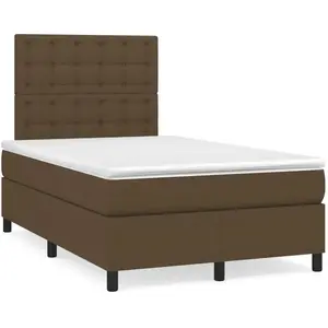 vidaXL Sommier à lattes de lit et matelas marron foncé 120x190cm tissu pas cher