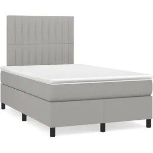 vidaXL Sommier à lattes de lit et matelas gris clair 120x190 cm tissu pas cher