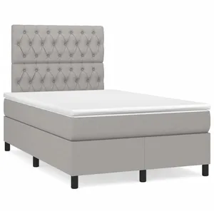 vidaXL Sommier à lattes de lit et matelas gris clair 120x190 cm tissu pas cher