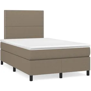 vidaXL Sommier à lattes de lit avec matelas taupe 120x190 cm tissu pas cher