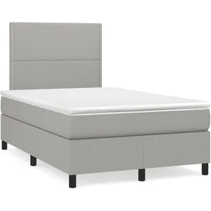 vidaXL Sommier à lattes de lit et matelas gris clair 120x190 cm tissu pas cher