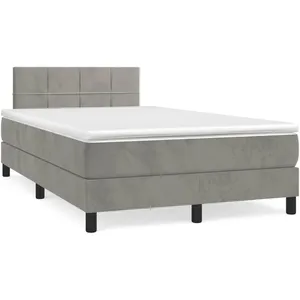vidaXL Sommier à lattes de lit et matelas gris clair 120x190cm velours pas cher