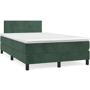 vidaXL Sommier à lattes de lit avec matelas vert foncé 120x190 cm pas cher