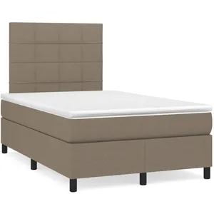 vidaXL Sommier à lattes de lit avec matelas taupe 120x190 cm tissu pas cher