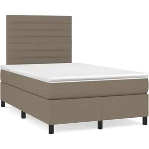 vidaXL Sommier à lattes de lit avec matelas taupe 120x190 cm tissu pas cher