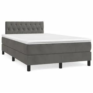 vidaXL Sommier à lattes de lit et matelas gris foncé 120x190cm velours pas cher