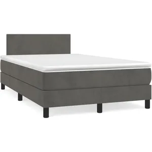 vidaXL Sommier à lattes de lit et matelas gris foncé 120x190cm velours pas cher