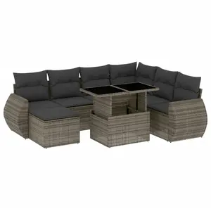 vidaXL Salon de jardin 8 pcs avec coussins gris résine tressée pas cher
