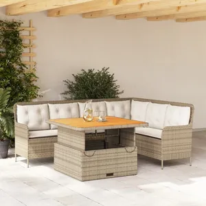 vidaXL Salon de jardin avec coussins 2 pcs beige résine tressée pas cher