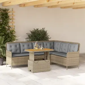vidaXL Salon de jardin avec coussins 2 pcs beige résine tressée pas cher