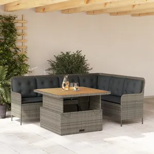 vidaXL Salon de jardin 2 pcs avec coussins Gris Résine tressée pas cher
