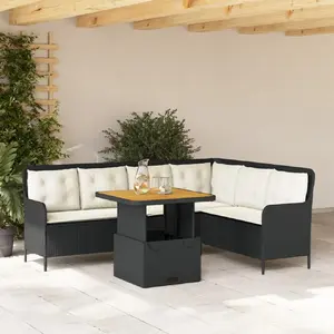 vidaXL Canapés de jardin 2 pcs avec coussins Noir Résine tressée