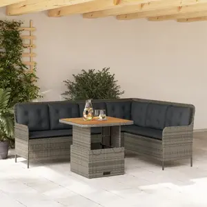 vidaXL Salon de jardin 2 pcs avec coussins Gris Résine tressée pas cher