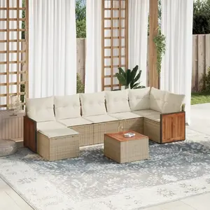 vidaXL Salon de jardin avec coussins 8 pcs beige résine tressée pas cher