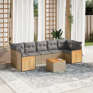 vidaXL Salon de jardin avec coussins 8 pcs beige résine tressée pas cher