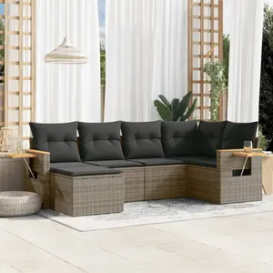 vidaXL Salon de jardin 6 pcs avec coussins gris résine tressée pas cher