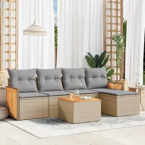 vidaXL Salon de jardin avec coussins 6 pcs beige résine tressée pas cher