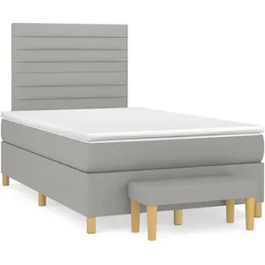 vidaXL Sommier à lattes de lit et matelas gris clair 120x190 cm tissu pas cher