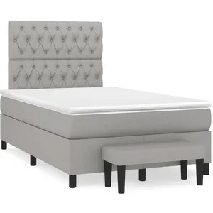 vidaXL Sommier à lattes de lit et matelas gris clair 120x190 cm tissu pas cher