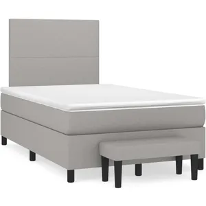 vidaXL Sommier à lattes de lit et matelas gris clair 120x190 cm tissu pas cher