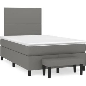 vidaXL Sommier à lattes de lit avec matelas gris foncé 120x190cm tissu pas cher