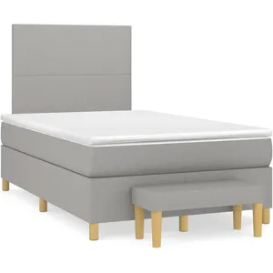 vidaXL Sommier à lattes de lit et matelas gris clair 120x190 cm tissu pas cher