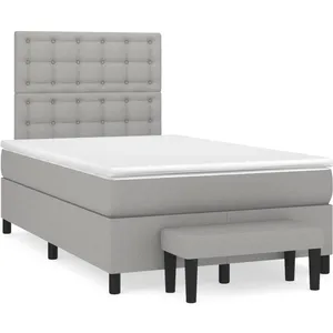 vidaXL Sommier à lattes de lit et matelas gris clair 120x190 cm tissu pas cher
