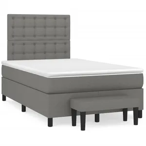 vidaXL Sommier à lattes de lit avec matelas gris foncé 120x190cm tissu pas cher