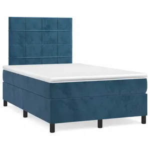 vidaXL Sommier à lattes de lit avec matelas LED bleu foncé 120x190 cm pas cher