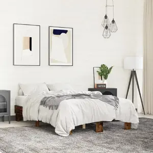 Vidaxl - Cadre de lit chêne fumé 120x200 cm bois d'ingénierie et métal pas cher